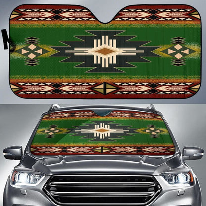 Southwest Green Symbol Native American Auto Sun Shades