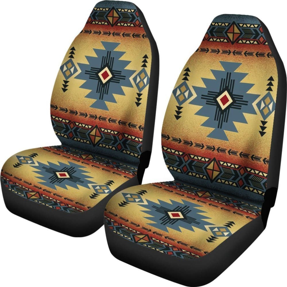 Blue Pattern Native American Car Seat Covers