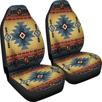 Blue Pattern Native American Car Seat Covers