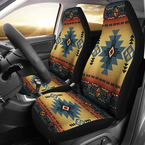 Blue Pattern Native American Car Seat Covers