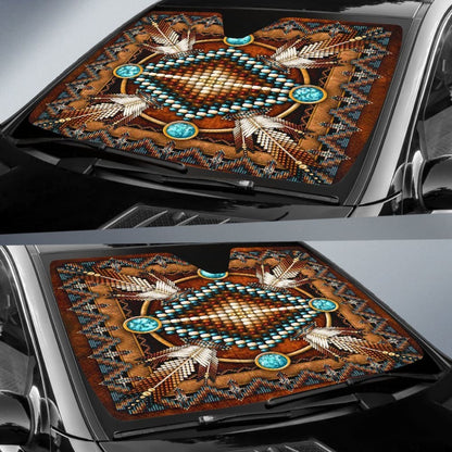 Mandala Brown Native American Auto Sun Shades