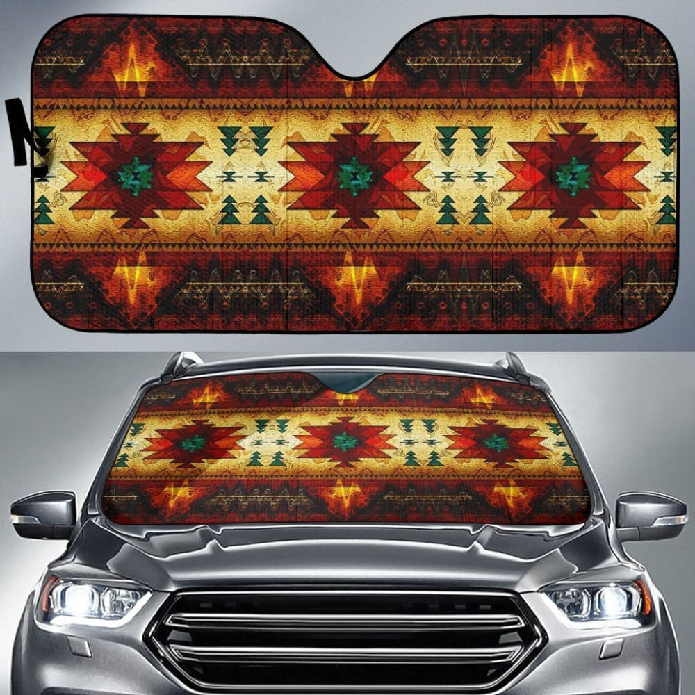 United Tribes Brown Design Native American Auto Sun Shades