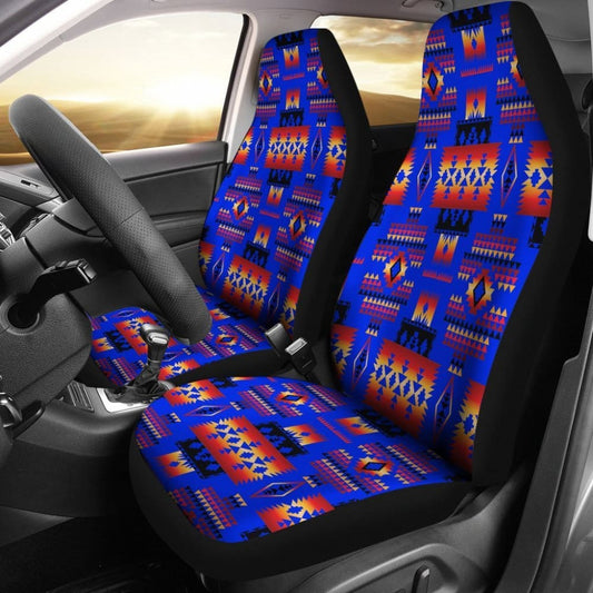 Blue Neon Tribal Native American Car Seat Covers