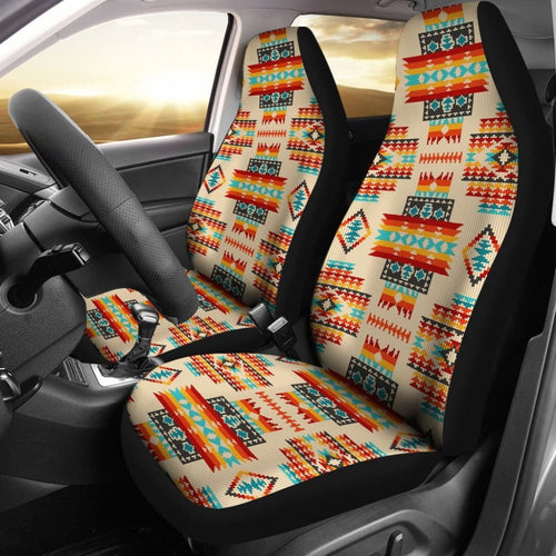 Cream Pattern Native Car Seat Covers