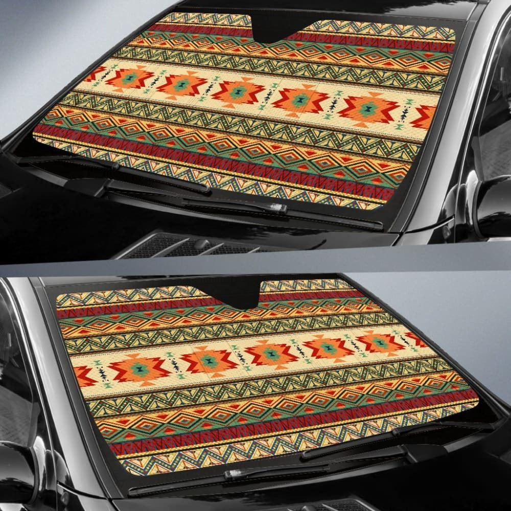 Geometric Pattern Design Native Auto Sun Shades