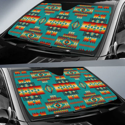 Blue Pattern Native Auto Sun Shades