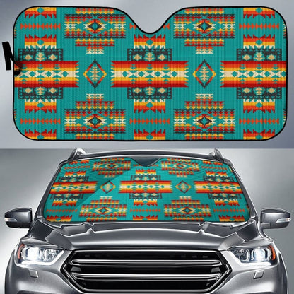 Blue Pattern Native Auto Sun Shades