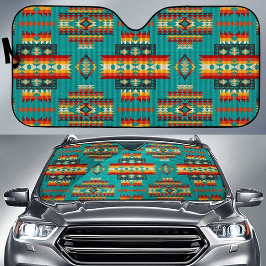 Blue Pattern Native Auto Sun Shades