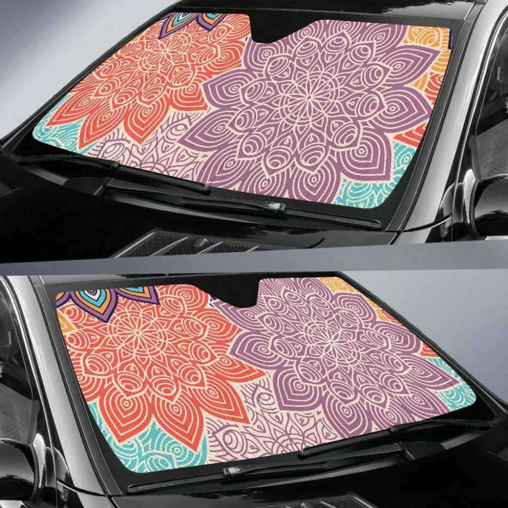 Colorful Floral Mandalas Car Sun Shades