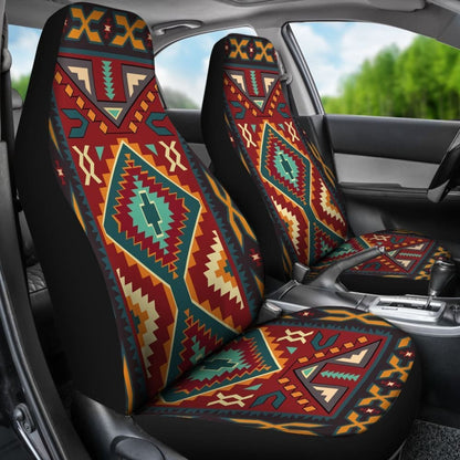 Native Red Yellow Pattern Native American Car Seat Covers