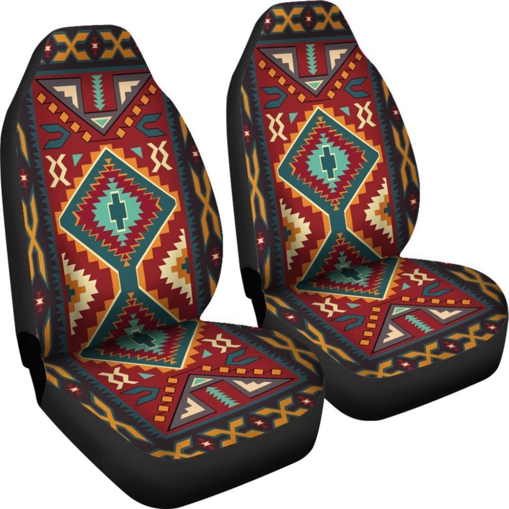 Native Red Yellow Pattern Native American Car Seat Covers
