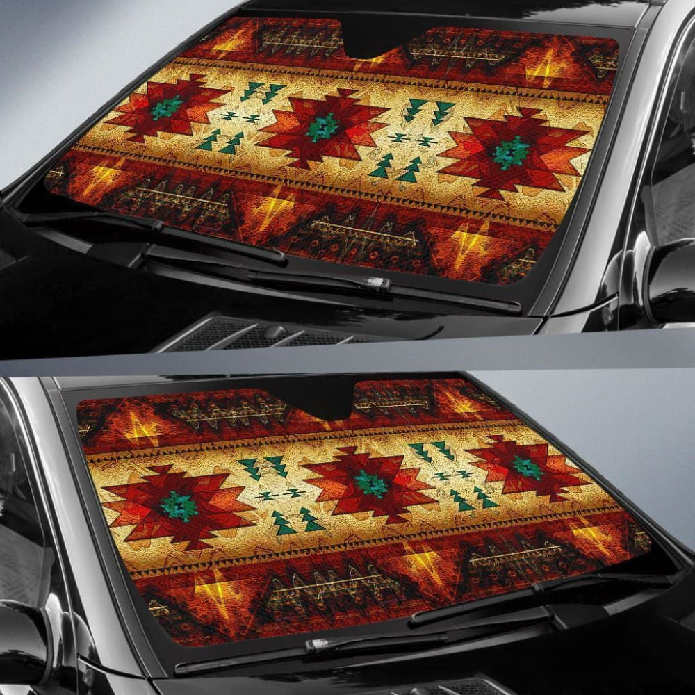 Southwest Brown Symbol Native American Design Auto Sun Shades