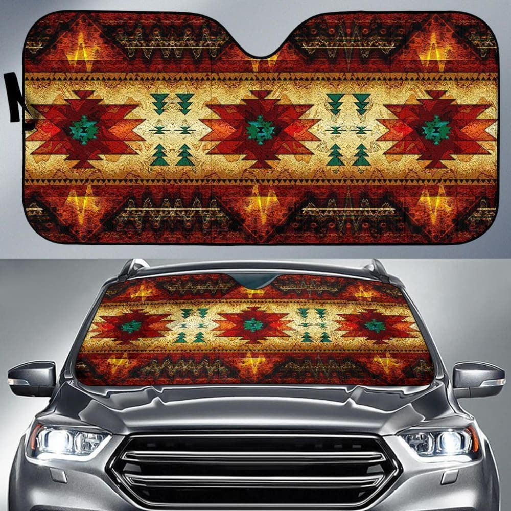Southwest Brown Symbol Native American Design Auto Sun Shades