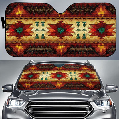 Southwest Brown Symbol Native American Design Auto Sun Shades