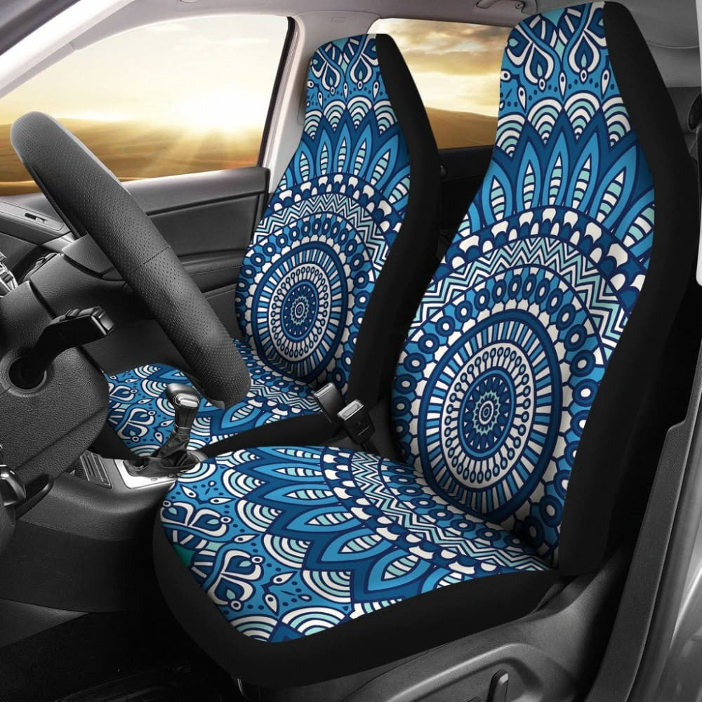 Blue Boho Mandala Car Seat Covers