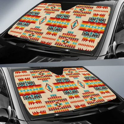 Cream Pattern Native Auto Sun Shades