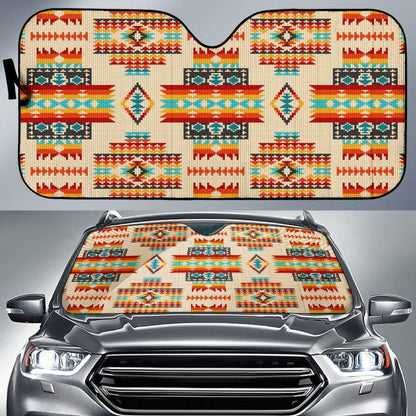 Cream Pattern Native Auto Sun Shades