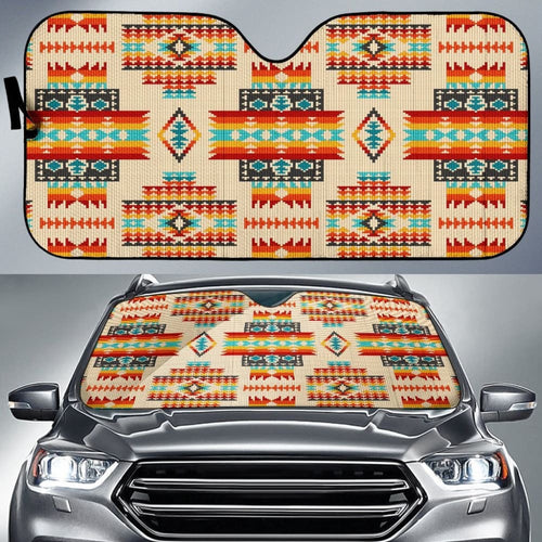 Cream Pattern Native Auto Sun Shades