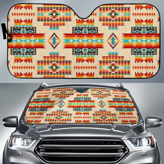 Cream Pattern Native Auto Sun Shades