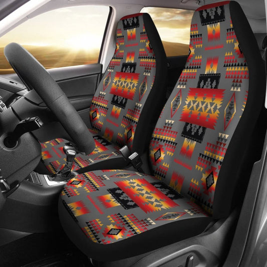 Gray Tribe Pattern Native American Car Seat Covers