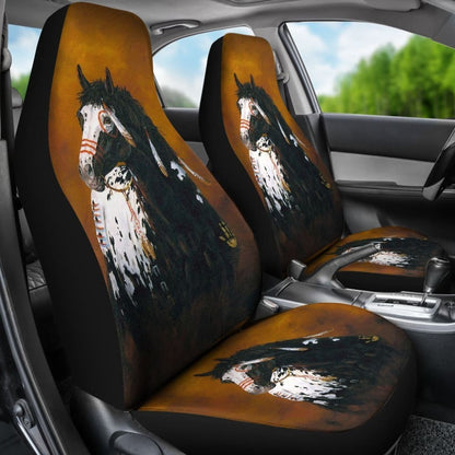 Black White Paint Horse Native Car Seat Covers