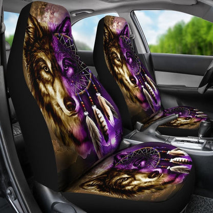 Purple Wolf Dreamcatcher Native American Car Seat Covers