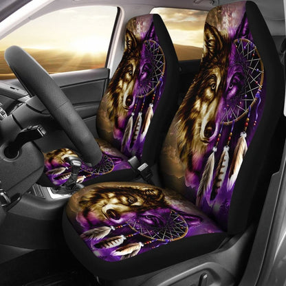 Purple Wolf Dreamcatcher Native American Car Seat Covers