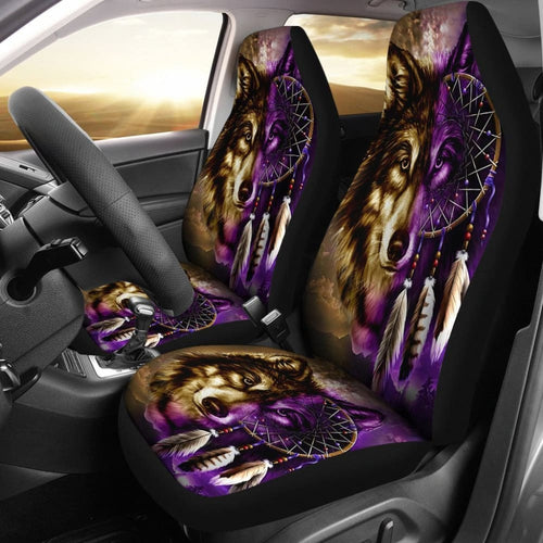 Purple Wolf Dreamcatcher Native American Car Seat Covers