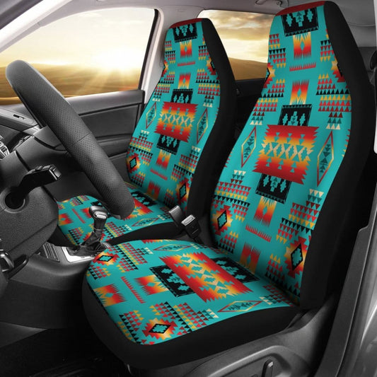 Blue Native Tribes Pattern Native American Car Seat Covers