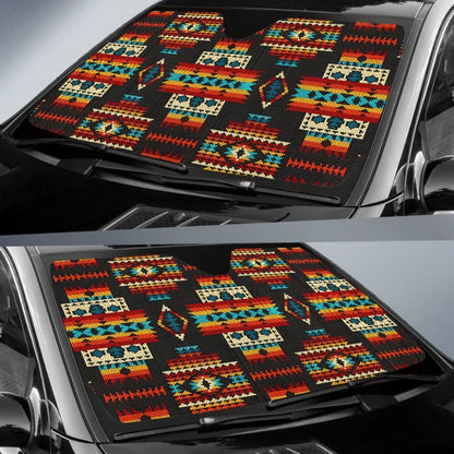 Black Pattern Native Auto Sun Shades