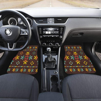 Brown Pattern Native Front And Back Car Mats