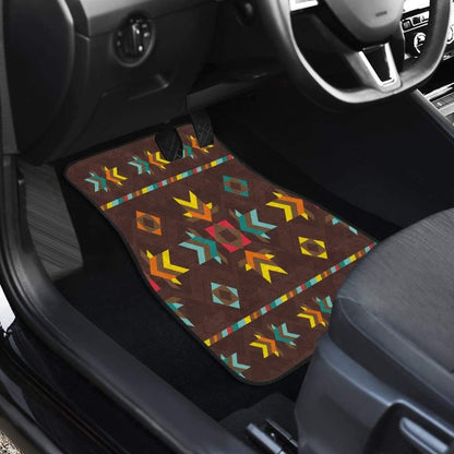 Brown Pattern Native Front And Back Car Mats