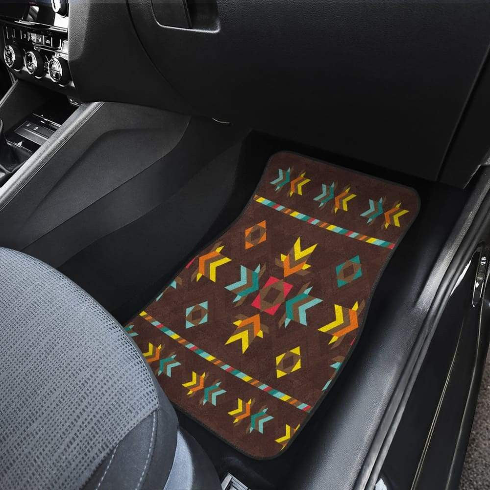 Brown Pattern Native Front And Back Car Mats