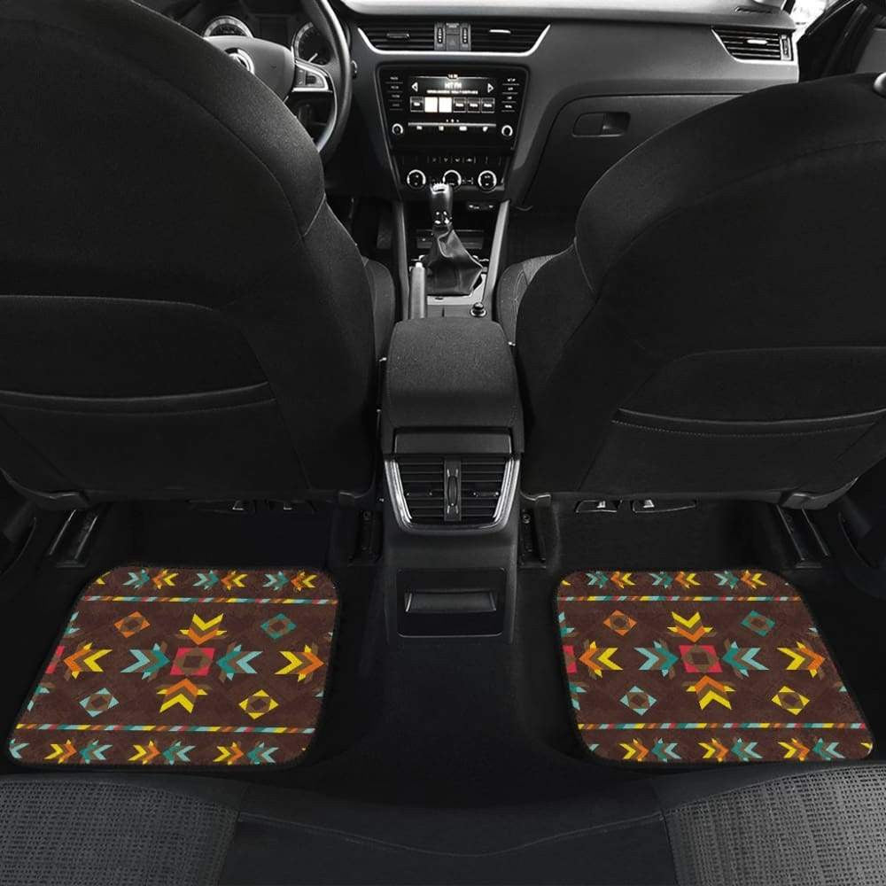 Brown Pattern Native Front And Back Car Mats