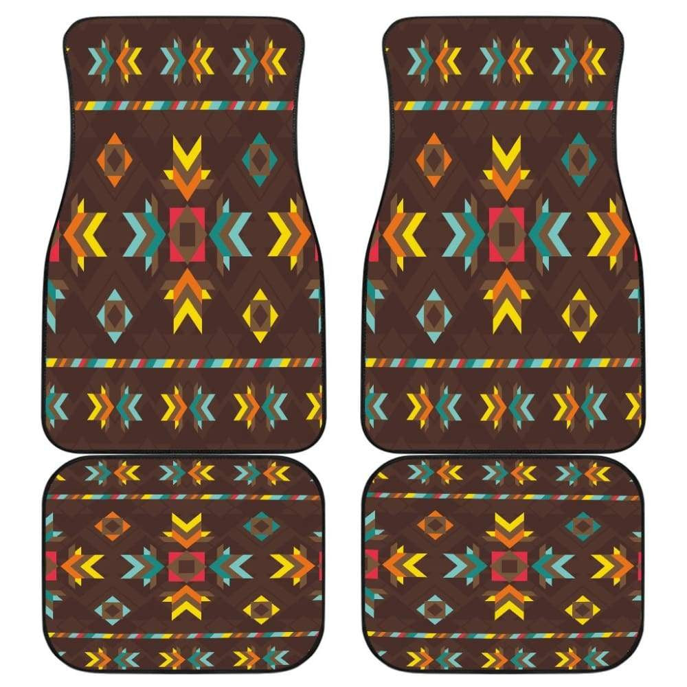 Brown Pattern Native Front And Back Car Mats