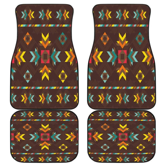 Brown Pattern Native Front And Back Car Mats