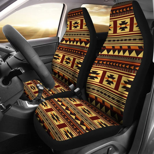 Brown Ethnic Pattern Native Car Seat Covers