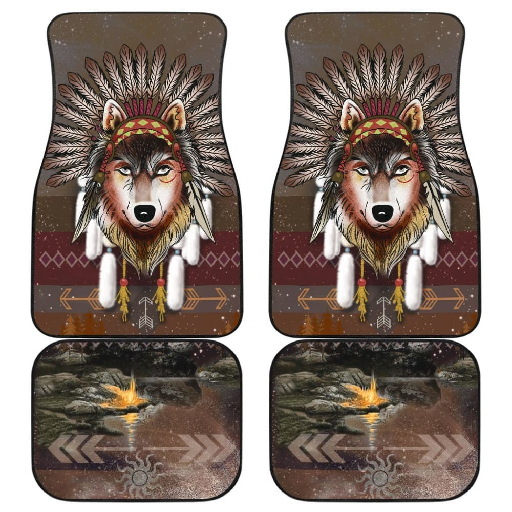 Native American - Wolf - Universal Front And Back Car Mats Gift