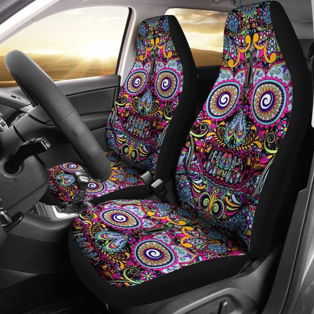 Skull Gift Polyester FabricD Skull Car Seat Cover Set