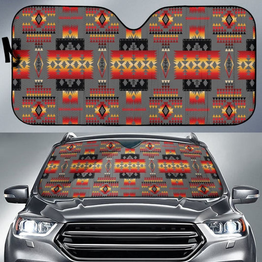 Gray Pattern Native Auto Sun Shades