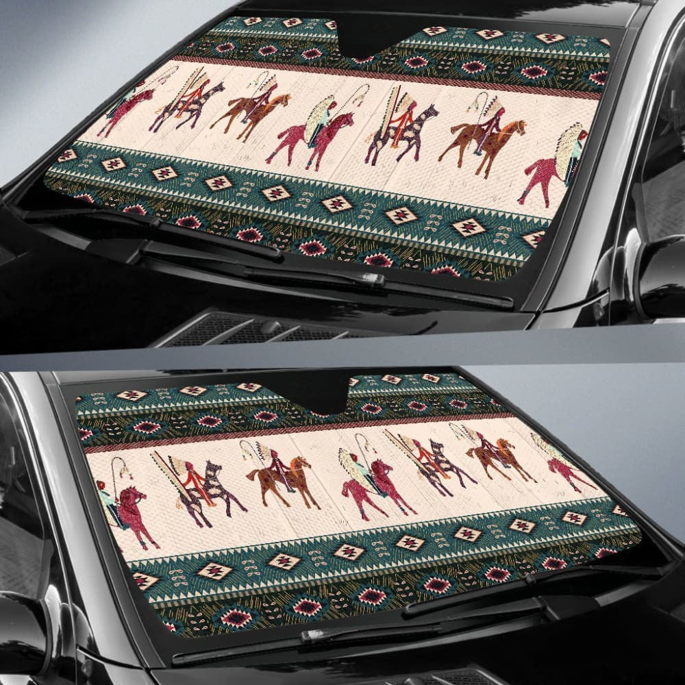 Native American Chief Horse Auto Sun Shades