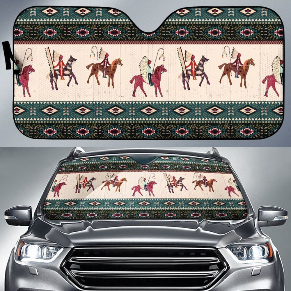 Native American Chief Horse Auto Sun Shades