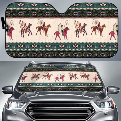 Native American Chief Horse Auto Sun Shades