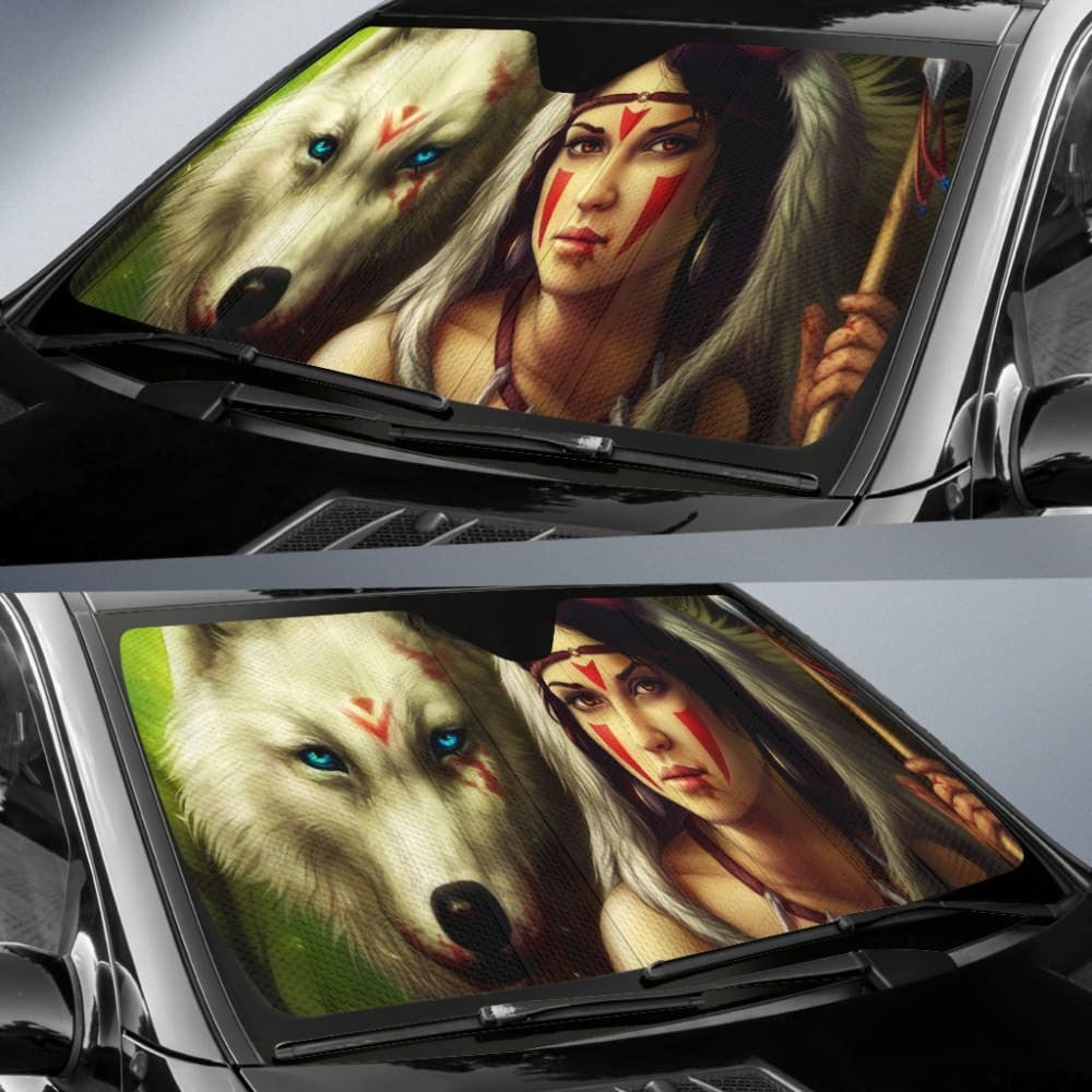 Princess With WolfD Native American Auto Sun Shades