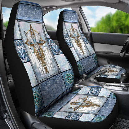 Snow Blue Thunder Bird Native American Car Seat Covers