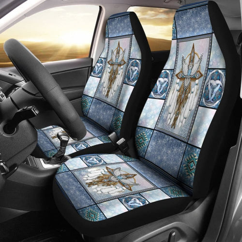 Snow Blue Thunder Bird Native American Car Seat Covers