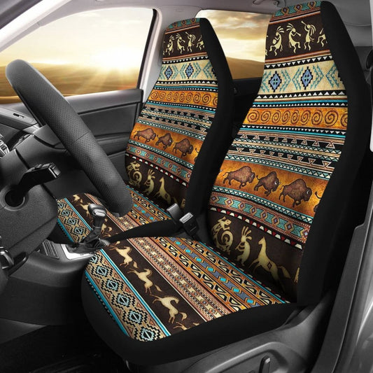 Pattern Native Brown Car Seat Cover