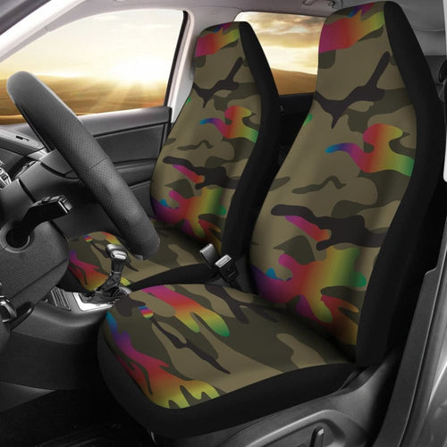 Rainbow Camo Car Seat Covers
