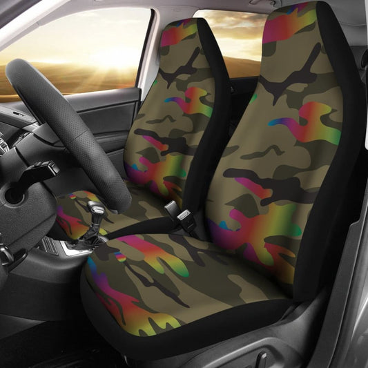 Rainbow Camo Car Seat Covers