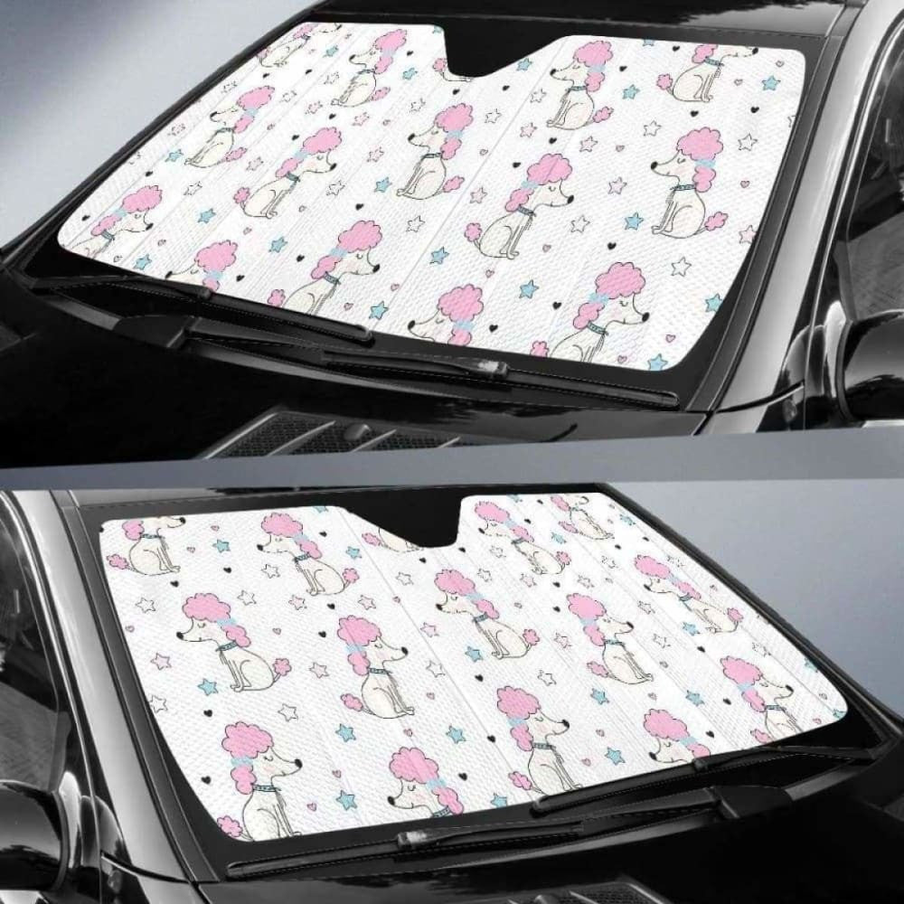 Cute Poodle Dog Star Pattern Car Auto Sun Shades